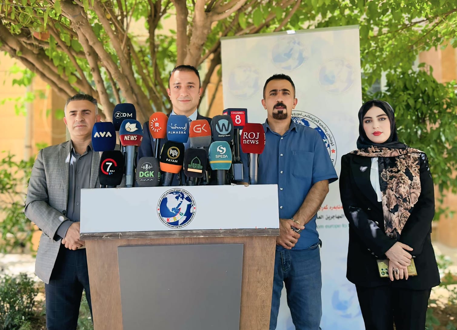 Press conference with media crew